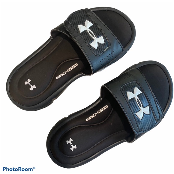 Under Armour memory foam kids slides Black slip on - Picture 8 of 8